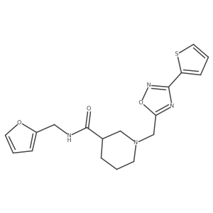 N-(furan-2-ylmethyl)-1-((3-(thiophen-2-yl)-1,2,4-oxadiazol-5-yl)methyl)piperidine-3-carboxamide结构式