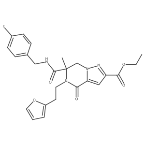 ethyl 6-[(4-fluorophenyl)methylcarbamoyl]-5-[2-(furan-2-yl)ethyl]-6-methyl-4-oxo-7H-pyrazolo[1,5-a]pyrazine-2-carboxylate结构式