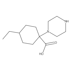 4-Ethyl-1-(piperazin-1-yl)cyclohexane-1-carboxylic acid Structure
