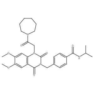 4-((1-(2-(azepan-1-yl)-2-oxoethyl)-6,7-dimethoxy-2,4-dioxo-1,2-dihydroquinazolin-3(4H)-yl)methyl)-N-isopropylbenzamide结构式