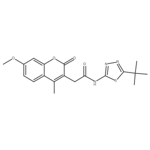 N-[(2E)-5-tert-butyl-1,3,4-thiadiazol-2(3H)-ylidene]-2-(7-methoxy-4-methyl-2-oxo-2H-chromen-3-yl)acetamide结构式