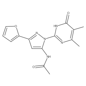 N-(1-(4,5-dimethyl-6-oxo-1,6-dihydropyrimidin-2-yl)-3-(furan-2-yl)-1H-pyrazol-5-yl)acetamide结构式