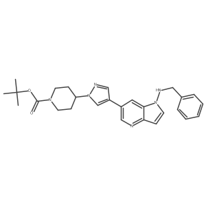tert-butyl 4-{4-[1-(benzylamino)-1H-pyrrolo[3,2-b]pyridin-6-yl]-1H-pyrazol-1-yl}piperidine-1-carboxylate Structure