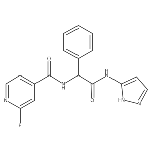 2-[(2-fluoropyridin-4-yl)formamido]-2-phenyl-N-(1H-pyrazol-3-yl)acetamide结构式