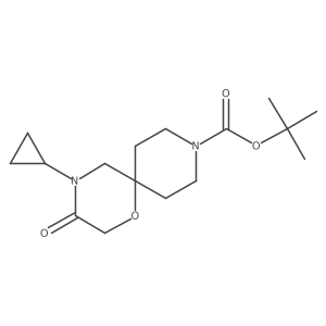 1,1-Dimethylethyl 4-cyclopropyl-3-oxo-1-oxa-4,9-diazaspiro[5.5]undecane-9-carboxylate结构式