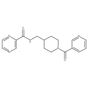 N-((1-nicotinoylpiperidin-4-yl)methyl)pyrazine-2-carboxamide结构式