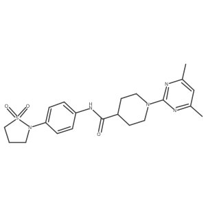 1-(4,6-dimethylpyrimidin-2-yl)-N-[4-(1,1-dioxido-1,2-thiazolidin-2-yl)phenyl]piperidine-4-carboxamide结构式