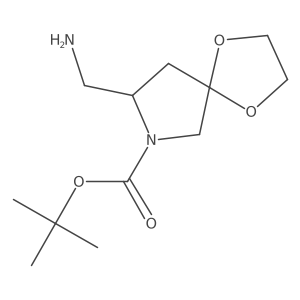 (S)-Tert-butyl 8-(aminomethyl)-1,4-dioxa-7-azaspiro[4.4]nonane-7-carboxylate结构式