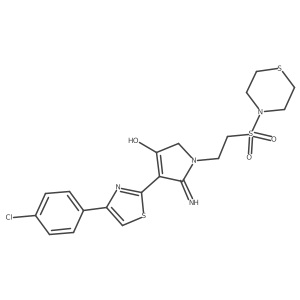 4-[4-(4-chlorophenyl)-1,3-thiazol-2-yl]-5-imino-1-[2-(thiomorpholin-4-ylsulfonyl)ethyl]-2,5-dihydro-1H-pyrrol-3-ol结构式