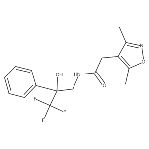 2-(3,5-dimethylisoxazol-4-yl)-N-(3,3,3-trifluoro-2-hydroxy-2-phenylpropyl)acetamide结构式