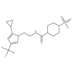 N-(2-(5-cyclopropyl-3-(trifluoromethyl)-1H-pyrazol-1-yl)ethyl)-1-(methylsulfonyl)piperidine-4-carboxamide Structure