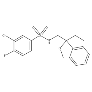 3-chloro-4-fluoro-N-(2-methoxy-2-phenylbutyl)benzenesulfonamide Structure