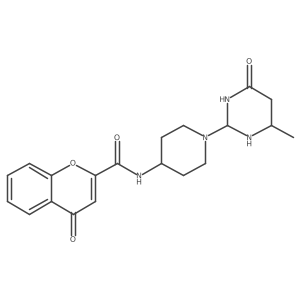 N-[1-(4-methyl-6-oxo-1,3-diazinan-2-yl)piperidin-4-yl]-4-oxochromene-2-carboxamide结构式