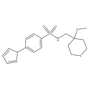 N-((4-methoxytetrahydro-2H-thiopyran-4-yl)methyl)-4-(1H-pyrazol-1-yl)benzenesulfonamide结构式