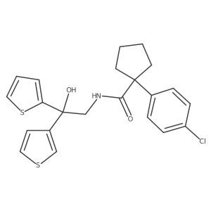 1-(4-chlorophenyl)-N-(2-hydroxy-2-(thiophen-2-yl)-2-(thiophen-3-yl)ethyl)cyclopentanecarboxamide结构式