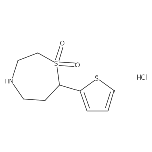 7-(Thiophen-2-yl)-1,4-thiazepane-1,1-dioxide hydrochloride结构式