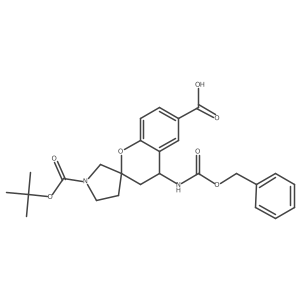 4-{[(Benzyloxy)carbonyl]amino}-1'-[(tert-butoxy)carbonyl]-3,4-dihydrospiro[1-benzopyran-2,3'-pyrrolidine]-6-carboxylic acid结构式