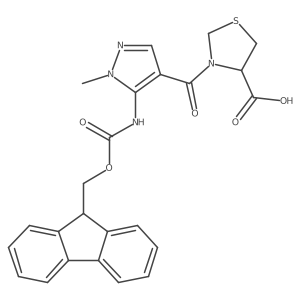 (4R)-3-[5-({[(9H-fluoren-9-yl)methoxy]carbonyl}amino)-1-methyl-1H-pyrazole-4-carbonyl]-1,3-thiazolidine-4-carboxylic acid结构式