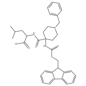 (2S)-2-{[1-benzyl-4-({[(9H-fluoren-9-yl)methoxy]carbonyl}amino)piperidin-4-yl]formamido}-4-methylpentanoic acid Structure