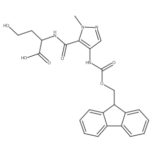 (2S)-2-{[4-({[(9H-fluoren-9-yl)methoxy]carbonyl}amino)-1-methyl-1H-pyrazol-5-yl]formamido}-4-hydroxybutanoic acid结构式