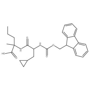 2-[(2S)-3-cyclopropyl-2-({[(9H-fluoren-9-yl)methoxy]carbonyl}amino)propanamido]-2-methylpentanoic acid Structure