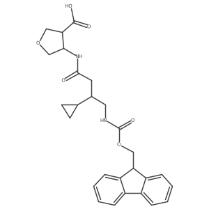 4-[3-cyclopropyl-4-({[(9H-fluoren-9-yl)methoxy]carbonyl}amino)butanamido]oxolane-3-carboxylic acid结构式