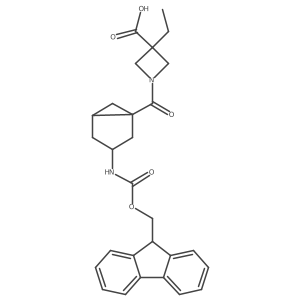 3-ethyl-1-[3-({[(9H-fluoren-9-yl)methoxy]carbonyl}amino)bicyclo[3.1.0]hexane-1-carbonyl]azetidine-3-carboxylic acid结构式
