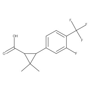 rac-(1R,3R)-3-[3-fluoro-4-(trifluoromethyl)phenyl]-2,2-dimethylcyclopropane-1-carboxylic acid结构式