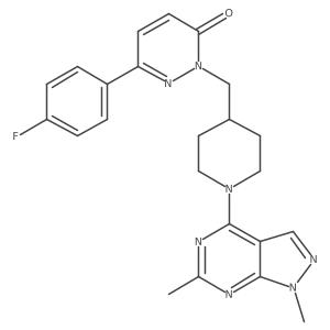 2-[(1-{1,6-dimethyl-1H-pyrazolo[3,4-d]pyrimidin-4-yl}piperidin-4-yl)methyl]-6-(4-fluorophenyl)-2,3-dihydropyridazin-3-one结构式