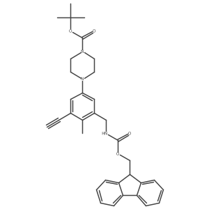 tert-butyl 4-{3-ethynyl-5-[({[(9H-fluoren-9-yl)methoxy]carbonyl}amino)methyl]-4-methylphenyl}piperazine-1-carboxylate结构式