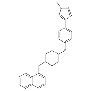 4-[(4-{[5-(1-methyl-1H-pyrazol-4-yl)pyrimidin-2-yl]oxy}piperidin-1-yl)methyl]quinoline Structure