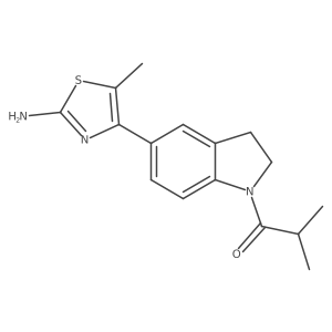 1-(5-(2-Amino-5-methylthiazol-4-yl)indolin-1-yl)-2-methylpropan-1-one结构式