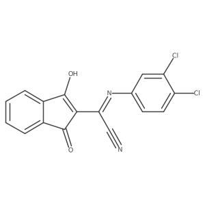 2-((3,4-Dichlorophenyl)amino)-2-(1,3-dioxoindan-2-ylidene)ethanenitrile结构式