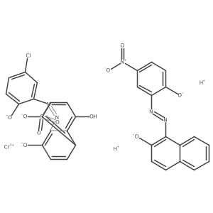O=S(=O)([O-])c1cc(O)c2c(N=Nc3cc(Cl)ccc3[O-])c([O-])ccc2c1.O=[N+]([O-])c1ccc([O-])c(N=Nc2c([O-])ccc3ccccc23)c1.[Cr+3].[H+].[H+]结构式