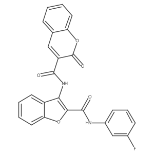 N-(2-((3-fluorophenyl)carbamoyl)benzofuran-3-yl)-2-oxo-2H-chromene-3-carboxamide结构式