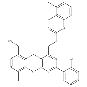 2-((2-(2-chlorophenyl)-6-(hydroxymethyl)-9-methyl-5H-pyrido[4',3':5,6]pyrano[2,3-d]pyrimidin-4-yl)thio)-N-(2,3-dimethylphenyl)acetamide结构式