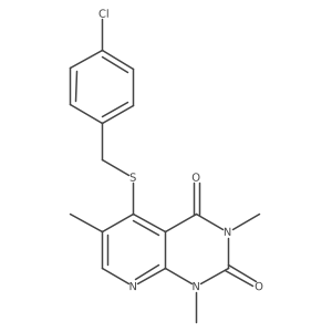5-((4-chlorobenzyl)thio)-1,3,6-trimethylpyrido[2,3-d]pyrimidine-2,4(1H,3H)-dione结构式