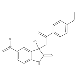 3-Hydroxy-3-(2-(4-methoxyphenyl)-2-oxoethyl)-5-nitroindolin-2-one结构式
