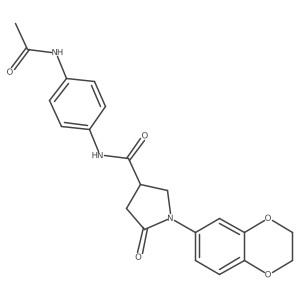 N-[4-(acetylamino)phenyl]-1-(2,3-dihydro-1,4-benzodioxin-6-yl)-5-oxopyrrolidine-3-carboxamide结构式
