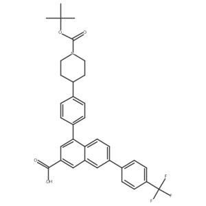 4-(4-(1-(Tert-butoxycarbonyl)piperidin-4-YL)phenyl)-7-(4-(trifluoromethyl)phenyl)-2-naphthoic acid Structure