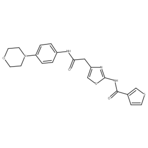 N-(4-(2-((4-morpholinophenyl)amino)-2-oxoethyl)thiazol-2-yl)thiophene-3-carboxamide结构式