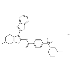 N-(3-(benzo[d]thiazol-2-yl)-6-methyl-4,5,6,7-tetrahydrothieno[2,3-c]pyridin-2-yl)-4-(N,N-dipropylsulfamoyl)benzamide hydrochloride Structure