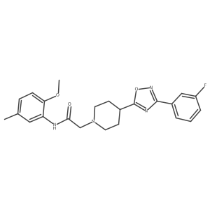 2-{4-[3-(3-fluorophenyl)-1,2,4-oxadiazol-5-yl]piperidin-1-yl}-N-(2-methoxy-5-methylphenyl)acetamide结构式