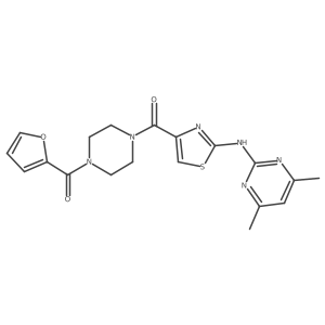 (2-((4,6-Dimethylpyrimidin-2-yl)amino)thiazol-4-yl)(4-(furan-2-carbonyl)piperazin-1-yl)methanone结构式