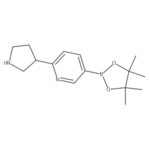 2-(Pyrrolidin-3-YL)-5-(4,4,5,5-tetramethyl-1,3,2-dioxaborolan-2-YL)pyridine结构式