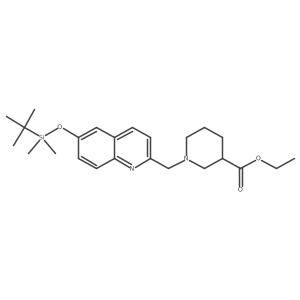 Ethyl 1-((6-((tert-butyldimethylsilyl)oxy)quinolin-2-yl)methyl)piperidine-3-carboxylate结构式