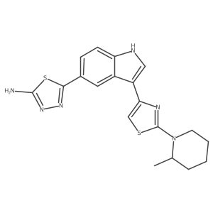 5-[3-[2-(2-methyl-1-piperidinyl)-4-thiazolyl]-1H-indol-5-yl]-1,3,4-Thiadiazol-2-amine Structure