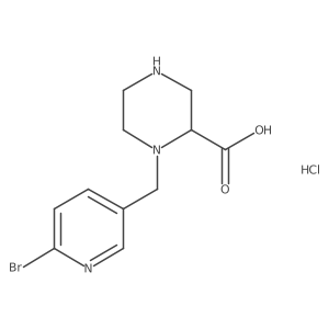 1-((6-Bromopyridin-3-yl)methyl)piperazine-2-carboxylic acid hydrochloride Structure