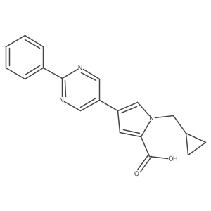 1-(Cyclopropylmethyl)-4-(2-phenylpyrimidin-5-yl)-1H-pyrrole-2-carboxylic acid Structure