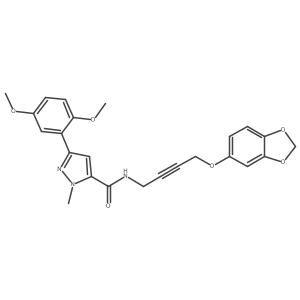 N-(4-(benzo[d][1,3]dioxol-5-yloxy)but-2-yn-1-yl)-3-(2,5-dimethoxyphenyl)-1-methyl-1H-pyrazole-5-carboxamide Structure